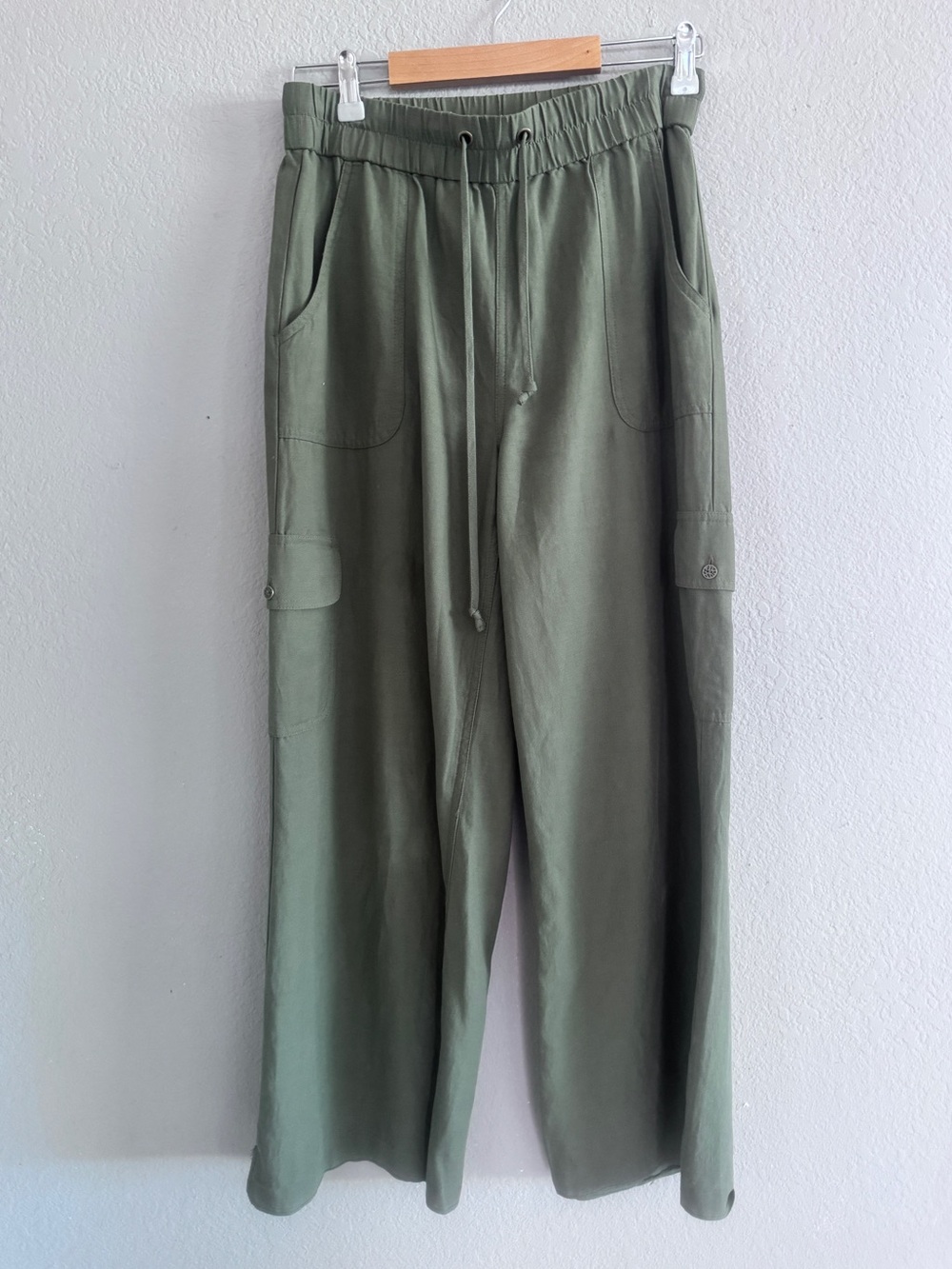 Nomad the Label Linen Blend Crusoe Cargo Pant Green Olive US2 - Picture 3 of 10